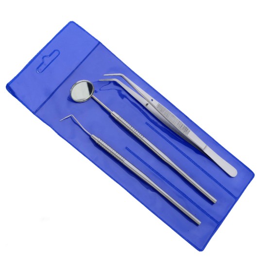 Basic Examination Set, Set of 4, Sounds / Mouth Mirror Handle / Tweezer