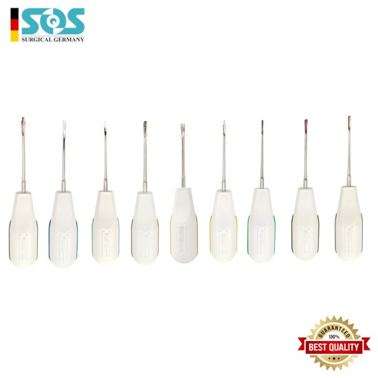 Wurzelheber, Kunststoffgriff mit Box, 9-teiliges Set