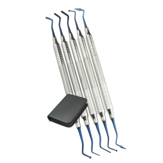 Set aus 5 Dental Restorative Komposit instrumente Filling Titanium Coated Blue