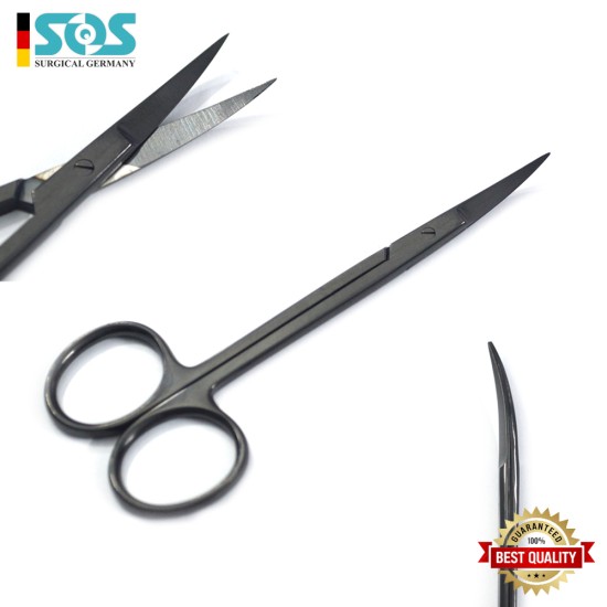 Irisschere Schwarz beschichtet, Länge = 11,5 cm, gebogen