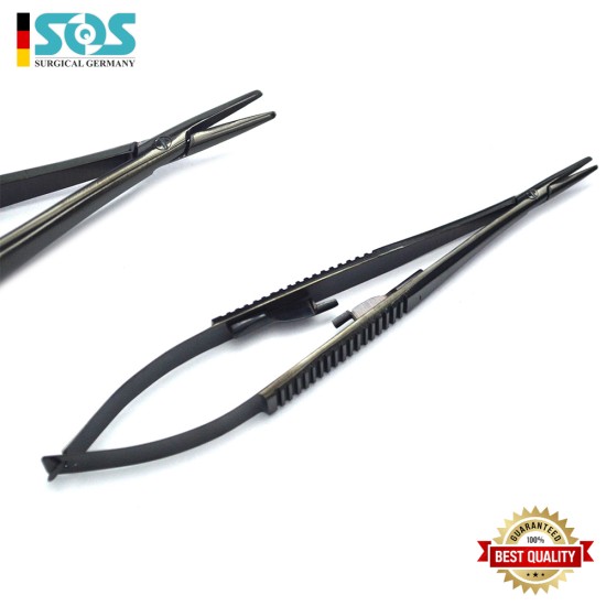 Mikro-Castroviejo-Nadelhalter Schwarz beschichtet, Länge = 14 cm